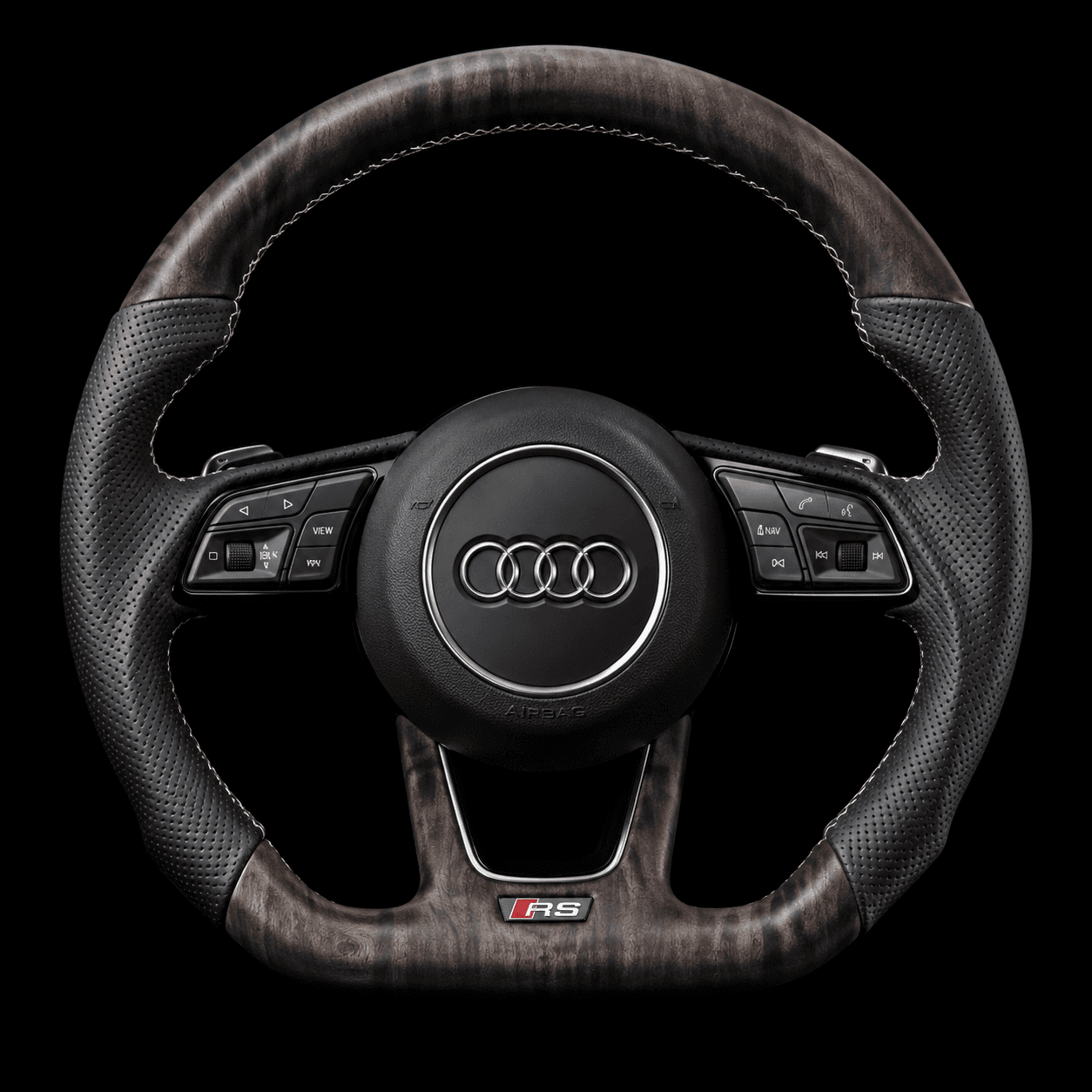 Audi RS 6 Avant Smoked Walnut Flat-Bottom Wheel