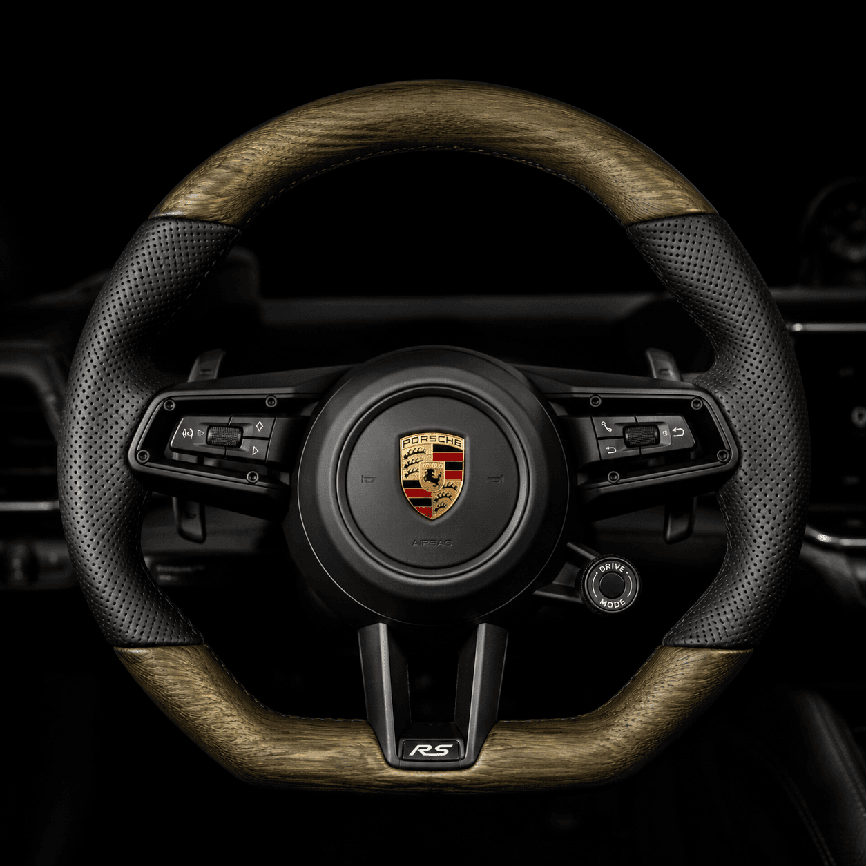 Porsche Cayenne Mahogany Solid Wood Steering Wheel